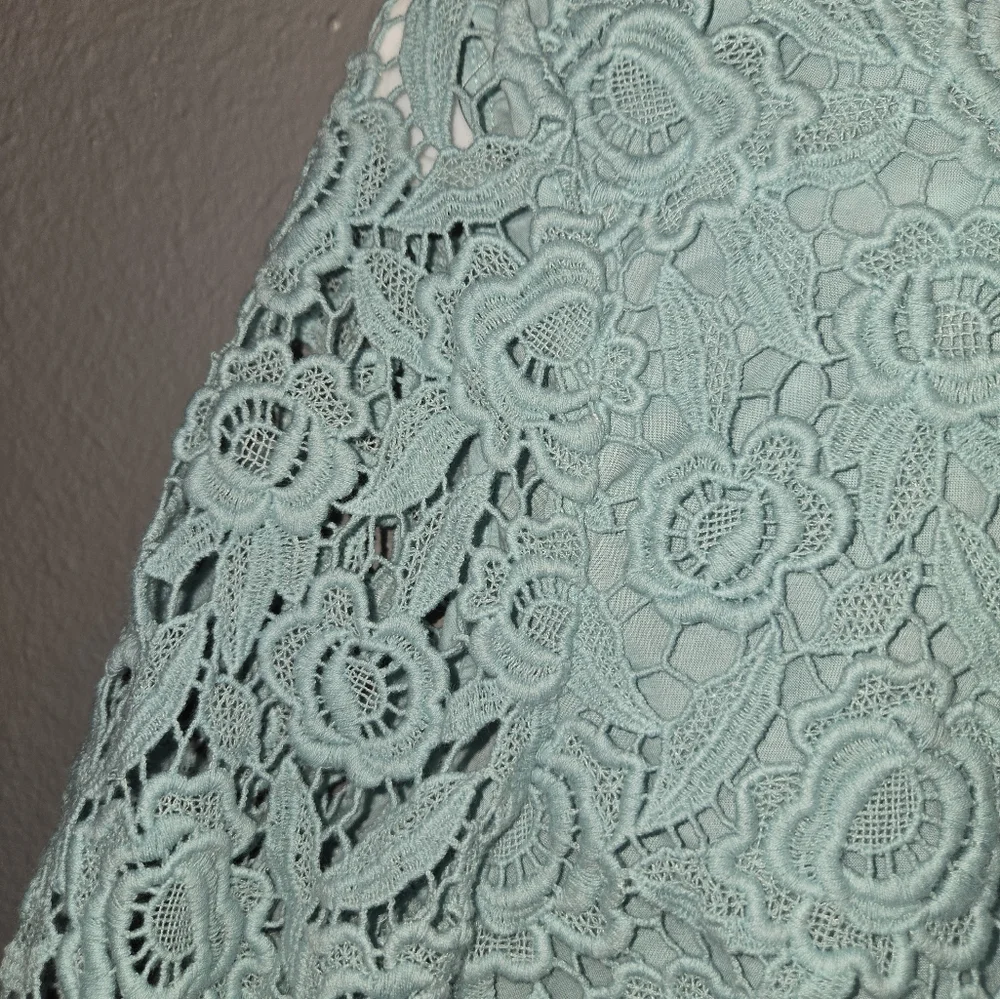 Talbots Blue Lace Top 3/4 Sleeve Size 14